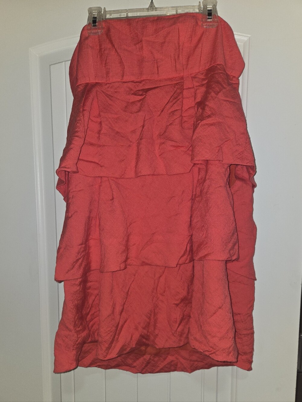 NWOT BCBG Maxazria Bright Coral Strapless Tiered Women's Dress